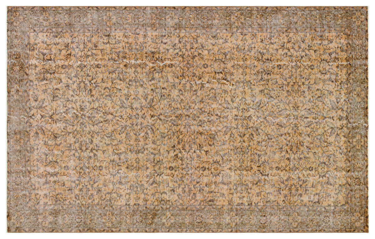 Brown Over Dyed Vintage Rug 5&#39;7&#39;&#39; x 8&#39;11&#39;&#39; ft 171 x 272 cm