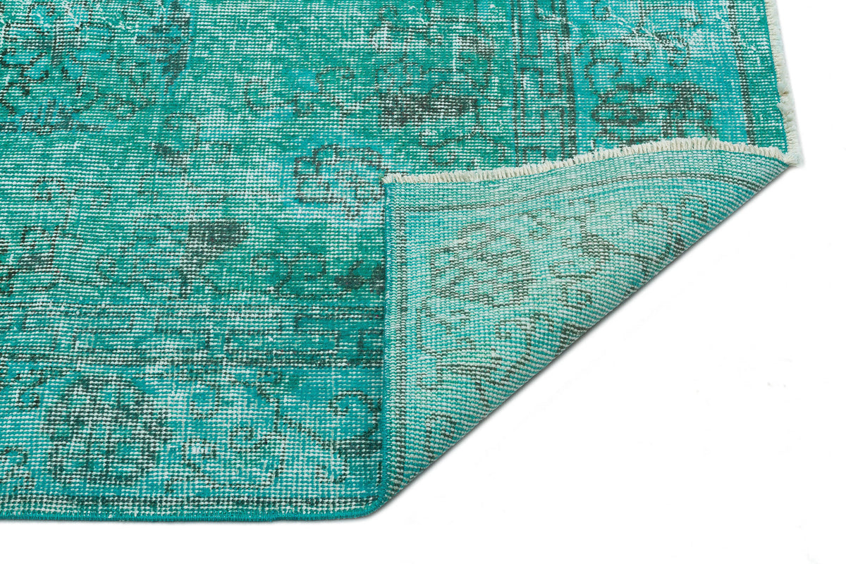 Turquoise  Over Dyed Vintage Rug 5&#39;4&#39;&#39; x 8&#39;10&#39;&#39; ft 162 x 268 cm