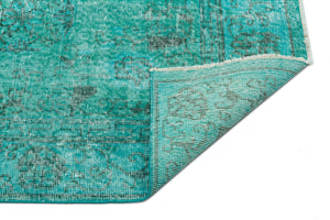 Turquoise  Over Dyed Vintage Rug 5'4'' x 8'10'' ft 162 x 268 cm