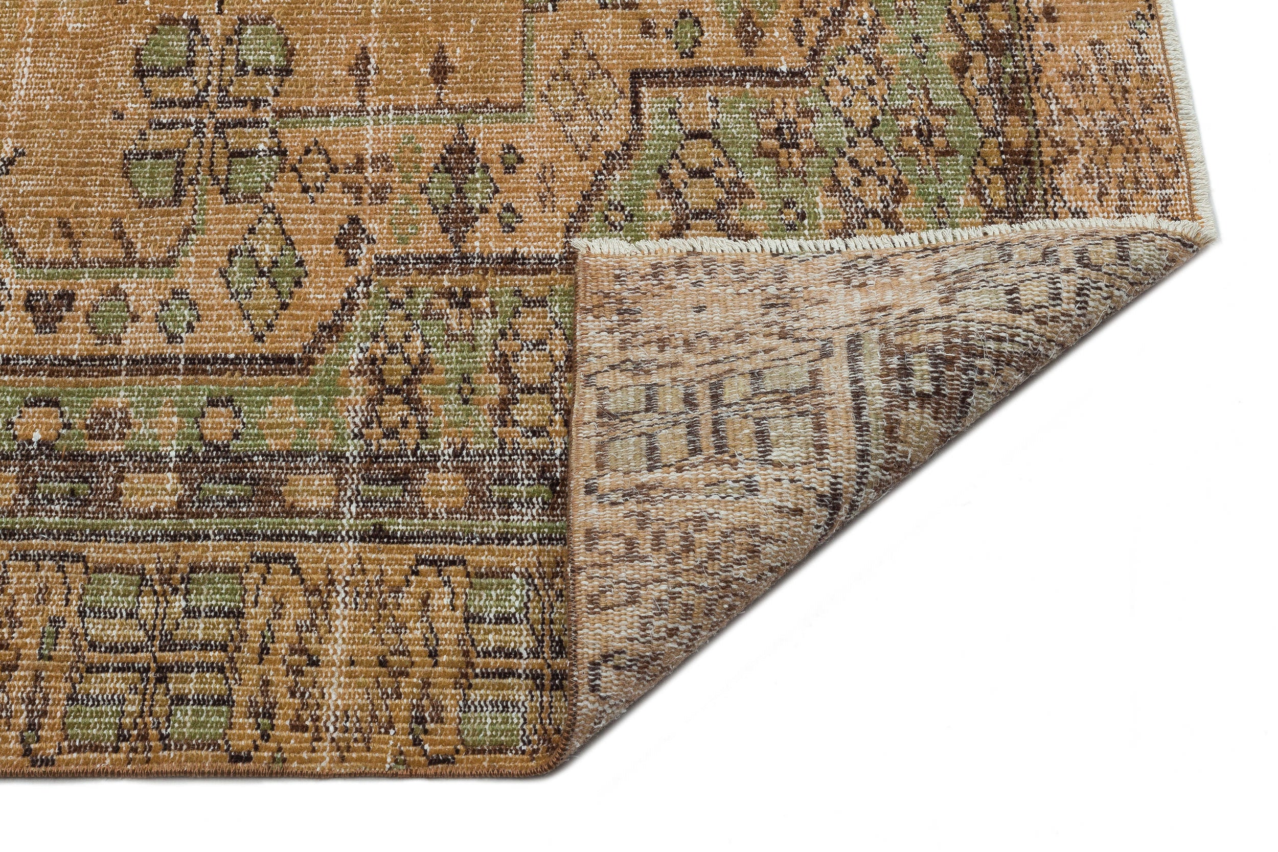 Brown Over Dyed Vintage Rug 5'9'' x 9'1'' ft 175 x 277 cm