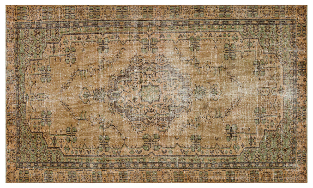 Brown Over Dyed Vintage Rug 5&#39;9&#39;&#39; x 9&#39;1&#39;&#39; ft 175 x 277 cm