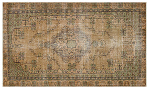 Brown Over Dyed Vintage Rug 5'9'' x 9'1'' ft 175 x 277 cm