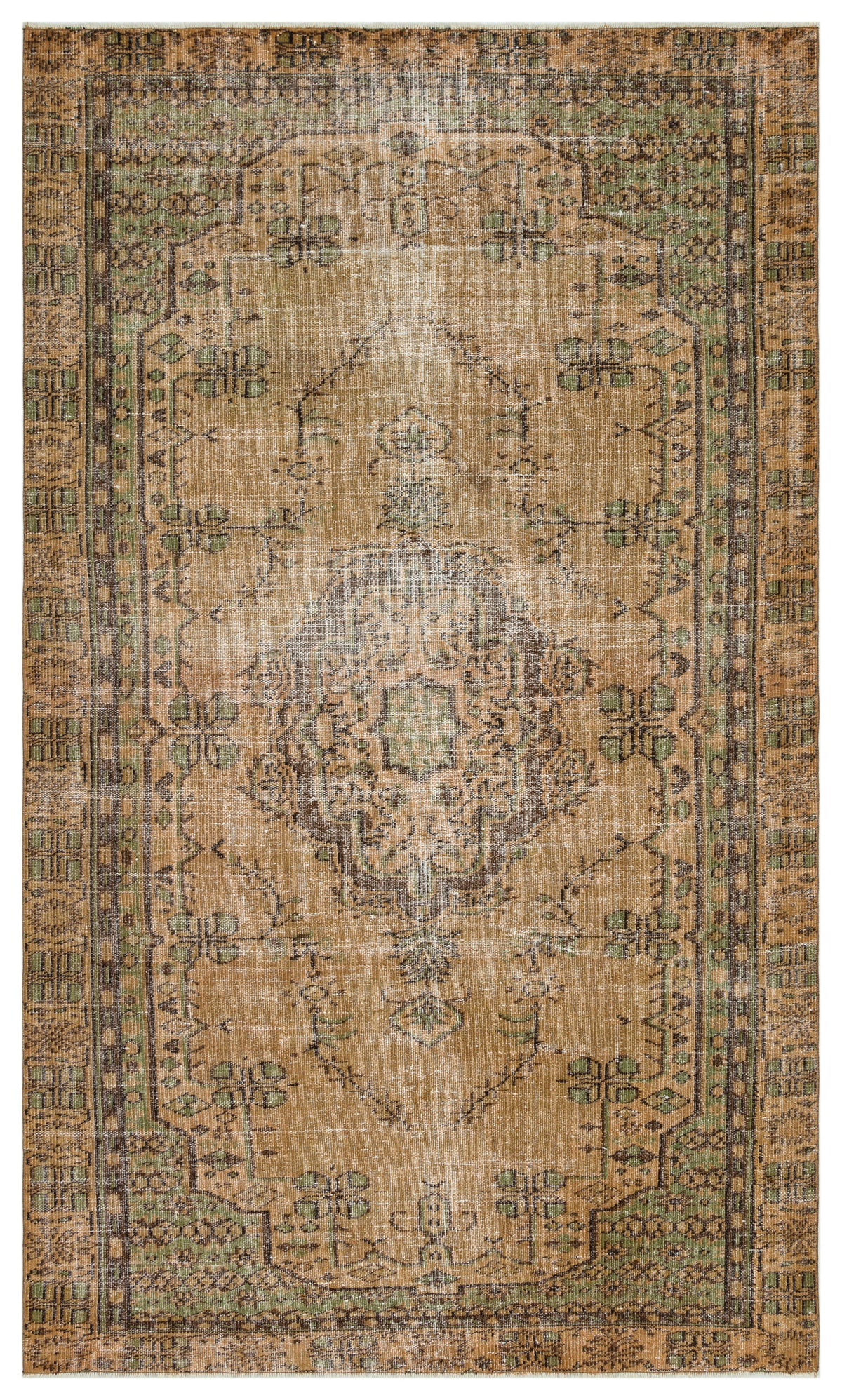 Brown Over Dyed Vintage Rug 5&#39;9&#39;&#39; x 9&#39;1&#39;&#39; ft 175 x 277 cm