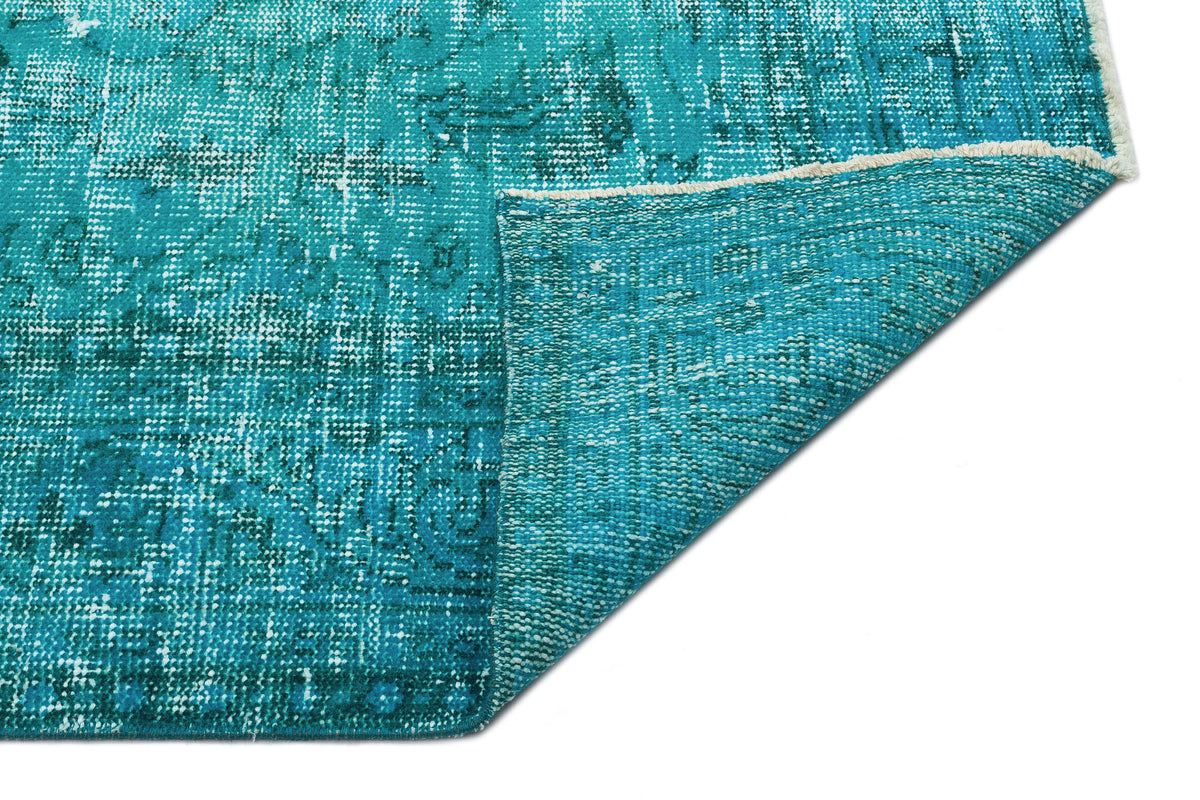 Turquoise  Over Dyed Vintage Rug 5&#39;11&#39;&#39; x 9&#39;2&#39;&#39; ft 180 x 279 cm