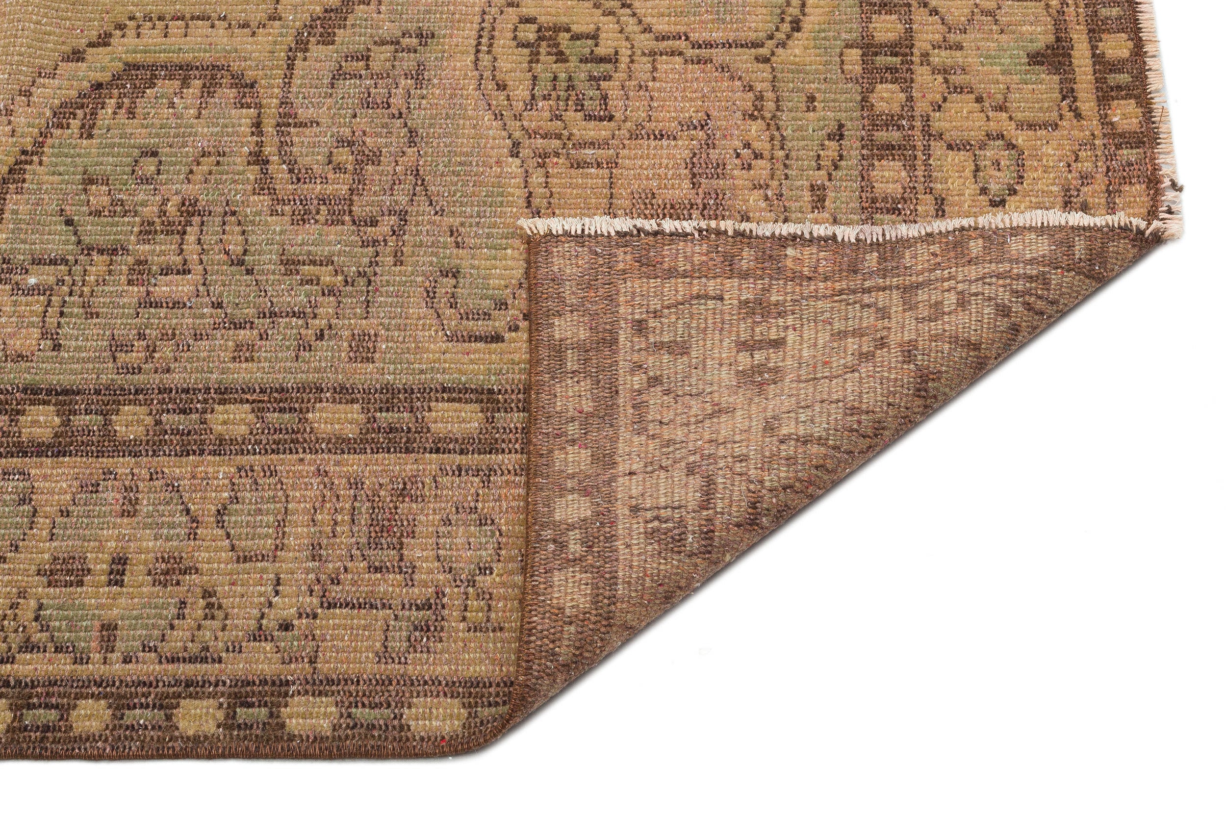 Brown Over Dyed Vintage Rug 5'7'' x 9'8'' ft 170 x 295 cm