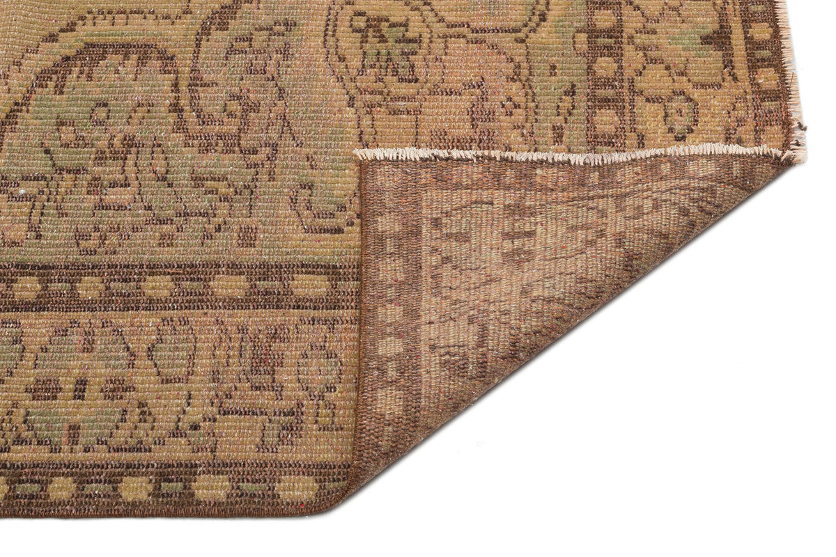 Brown Over Dyed Vintage Rug 5&#39;7&#39;&#39; x 9&#39;8&#39;&#39; ft 170 x 295 cm