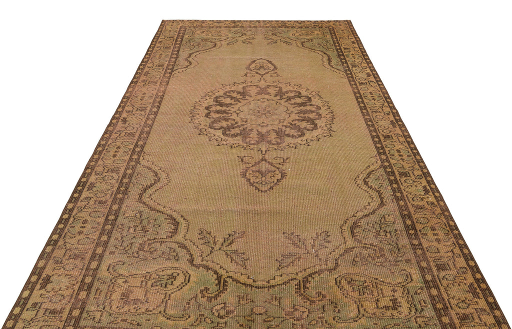 Brown Over Dyed Vintage Rug 5'7'' x 9'8'' ft 170 x 295 cm