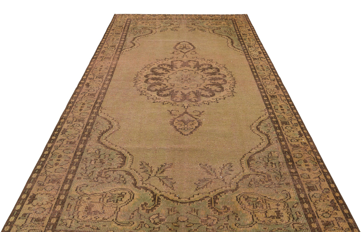 Brown Over Dyed Vintage Rug 5&#39;7&#39;&#39; x 9&#39;8&#39;&#39; ft 170 x 295 cm