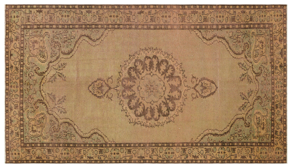 Brown Over Dyed Vintage Rug 5'7'' x 9'8'' ft 170 x 295 cm