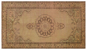 Brown Over Dyed Vintage Rug 5'7'' x 9'8'' ft 170 x 295 cm