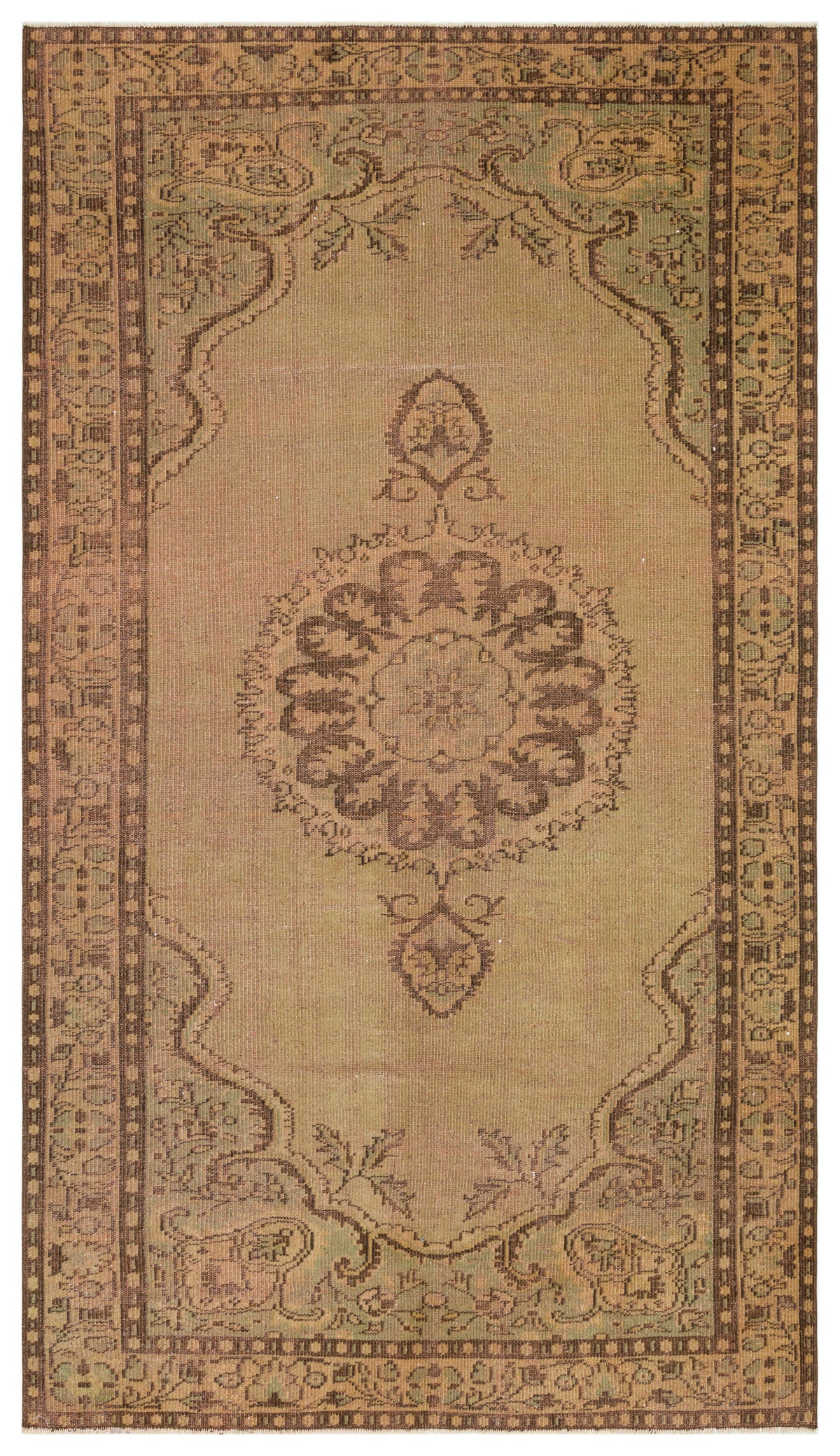 Brown Over Dyed Vintage Rug 5&#39;7&#39;&#39; x 9&#39;8&#39;&#39; ft 170 x 295 cm