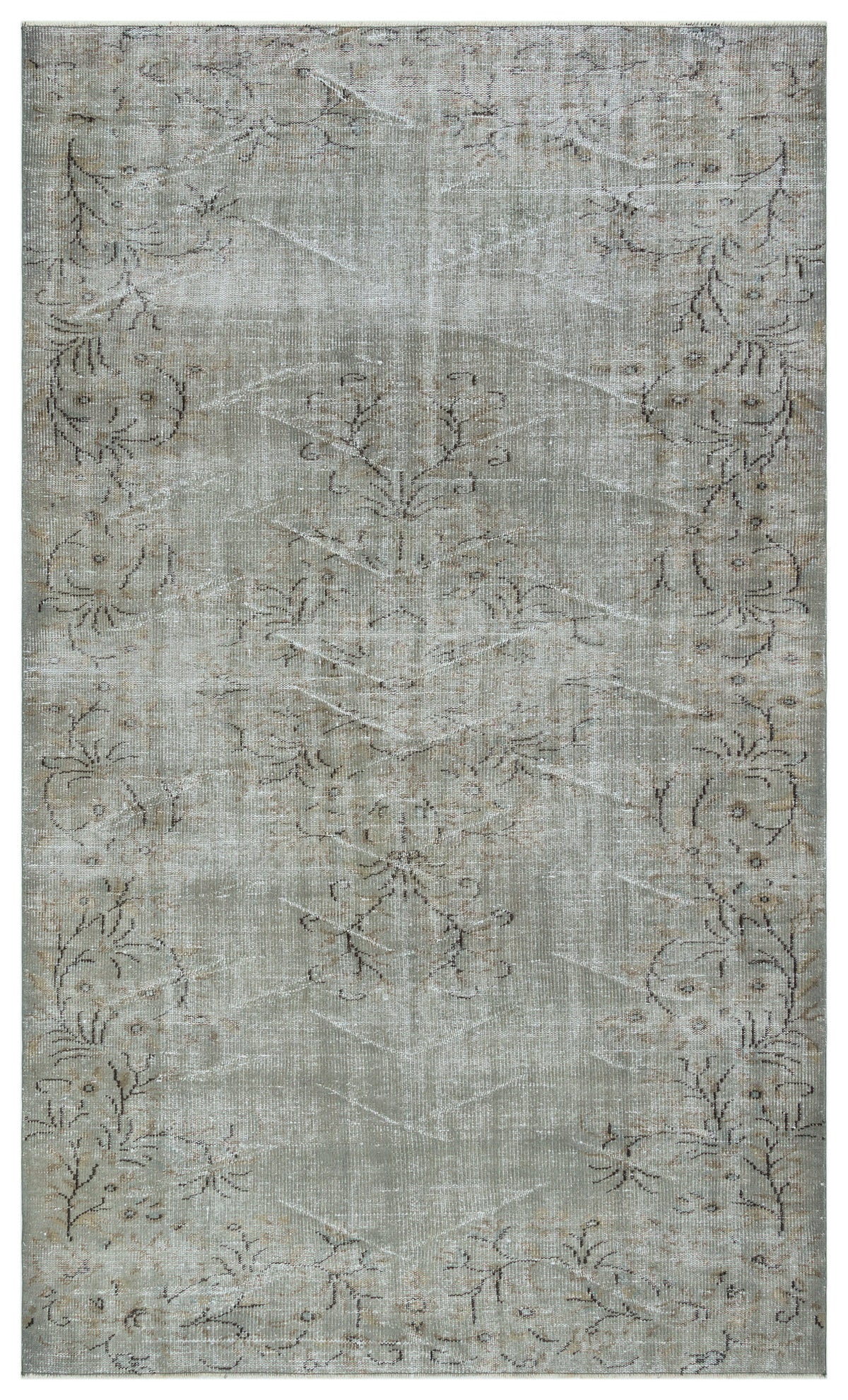 Gray Over Dyed Vintage Rug 5&#39;7&#39;&#39; x 9&#39;8&#39;&#39; ft 171 x 294 cm