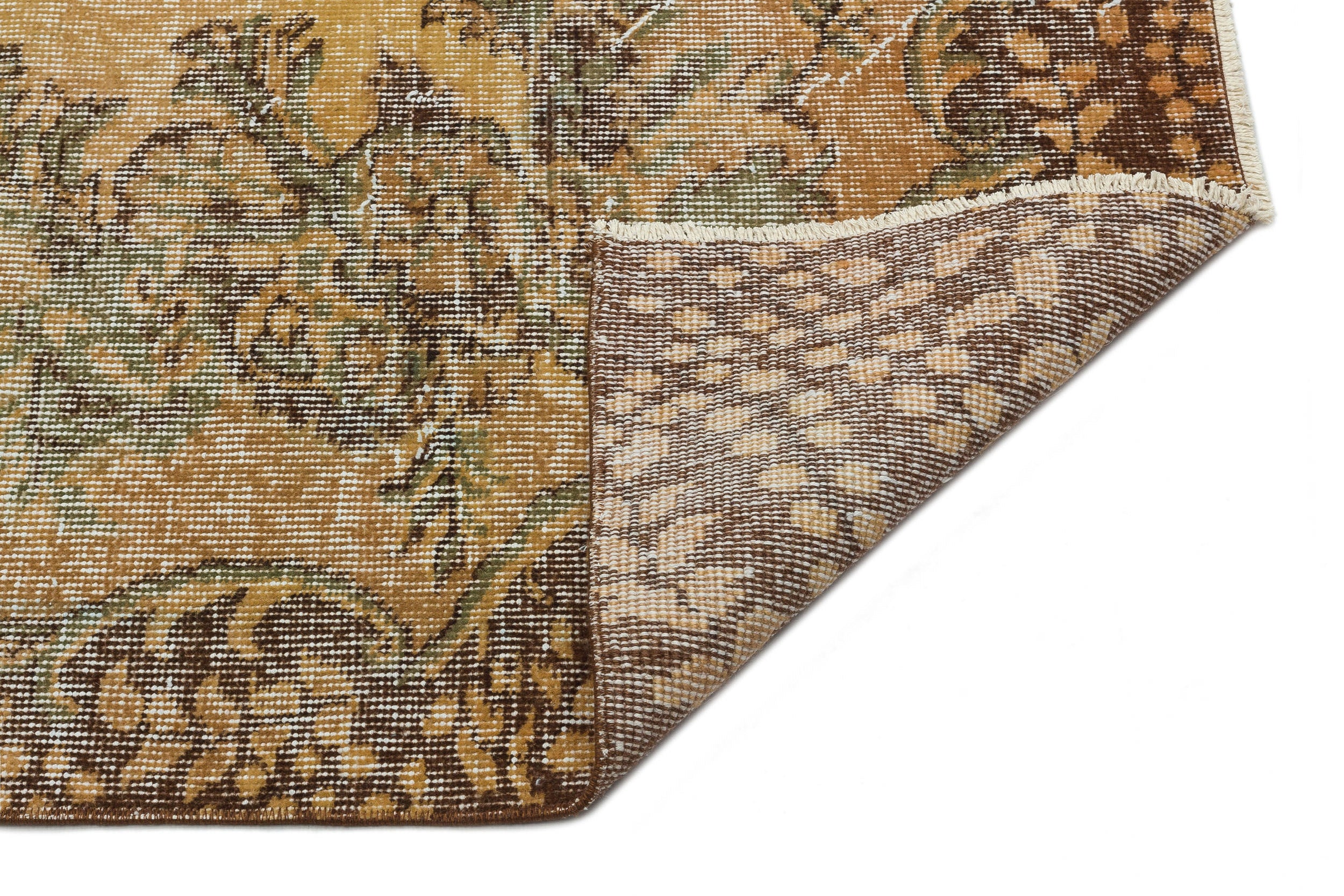 Brown Over Dyed Vintage Rug 5'9'' x 9'1'' ft 175 x 278 cm