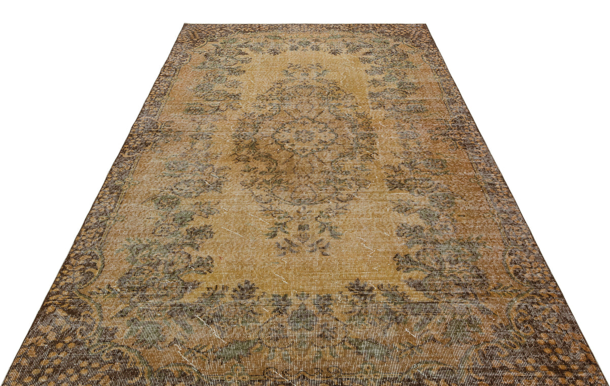 Brown Over Dyed Vintage Rug 5&#39;9&#39;&#39; x 9&#39;1&#39;&#39; ft 175 x 278 cm