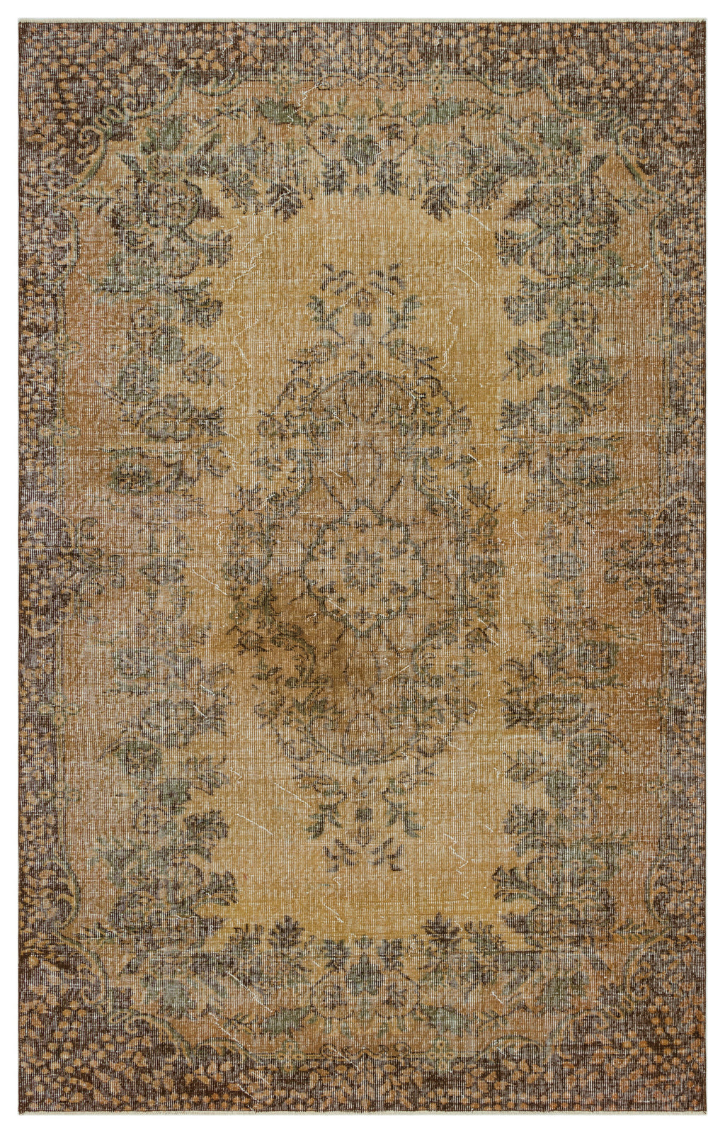 Brown Over Dyed Vintage Rug 5'9'' x 9'1'' ft 175 x 278 cm