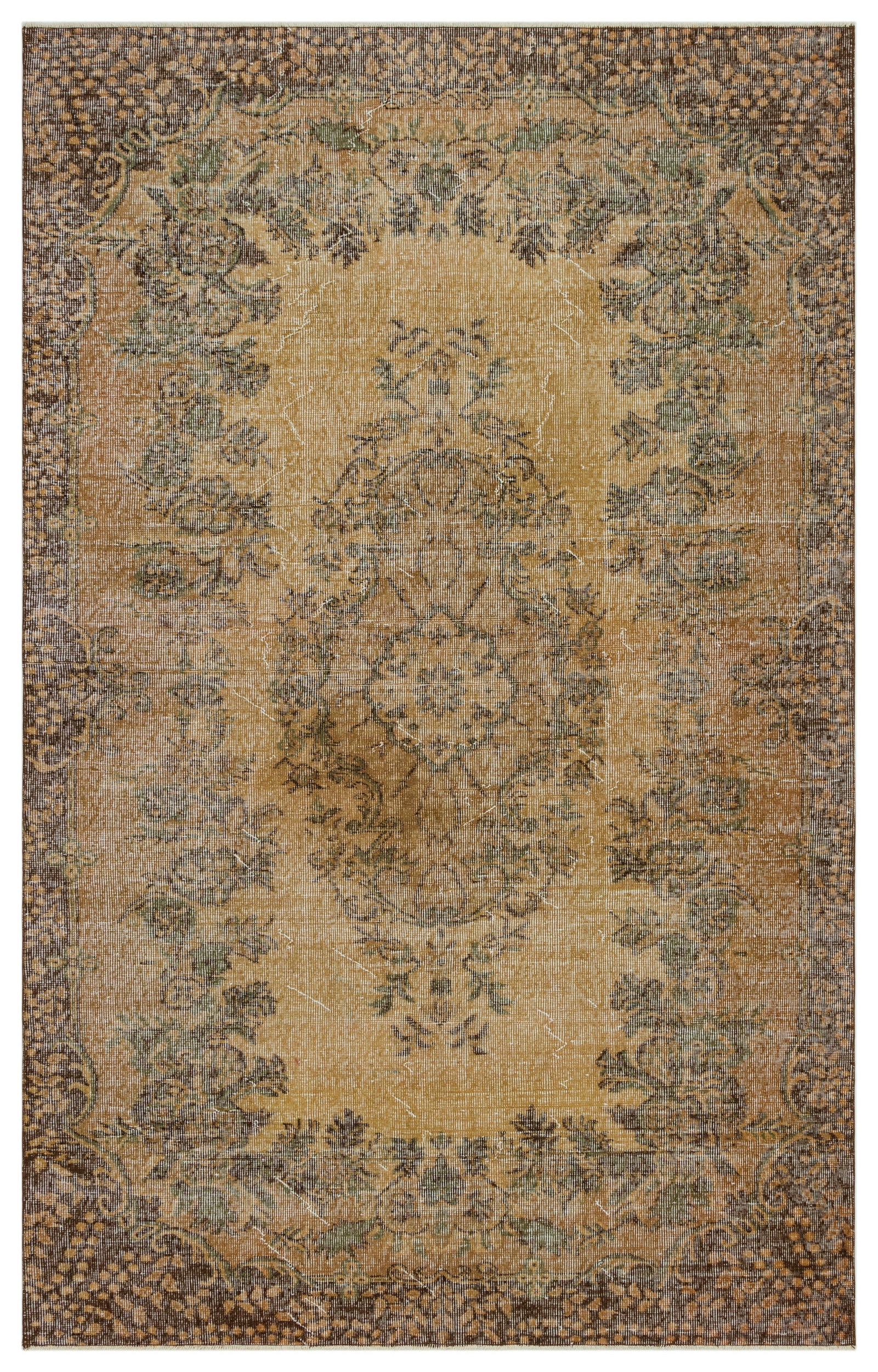 Brown Over Dyed Vintage Rug 5'9'' x 9'1'' ft 175 x 278 cm
