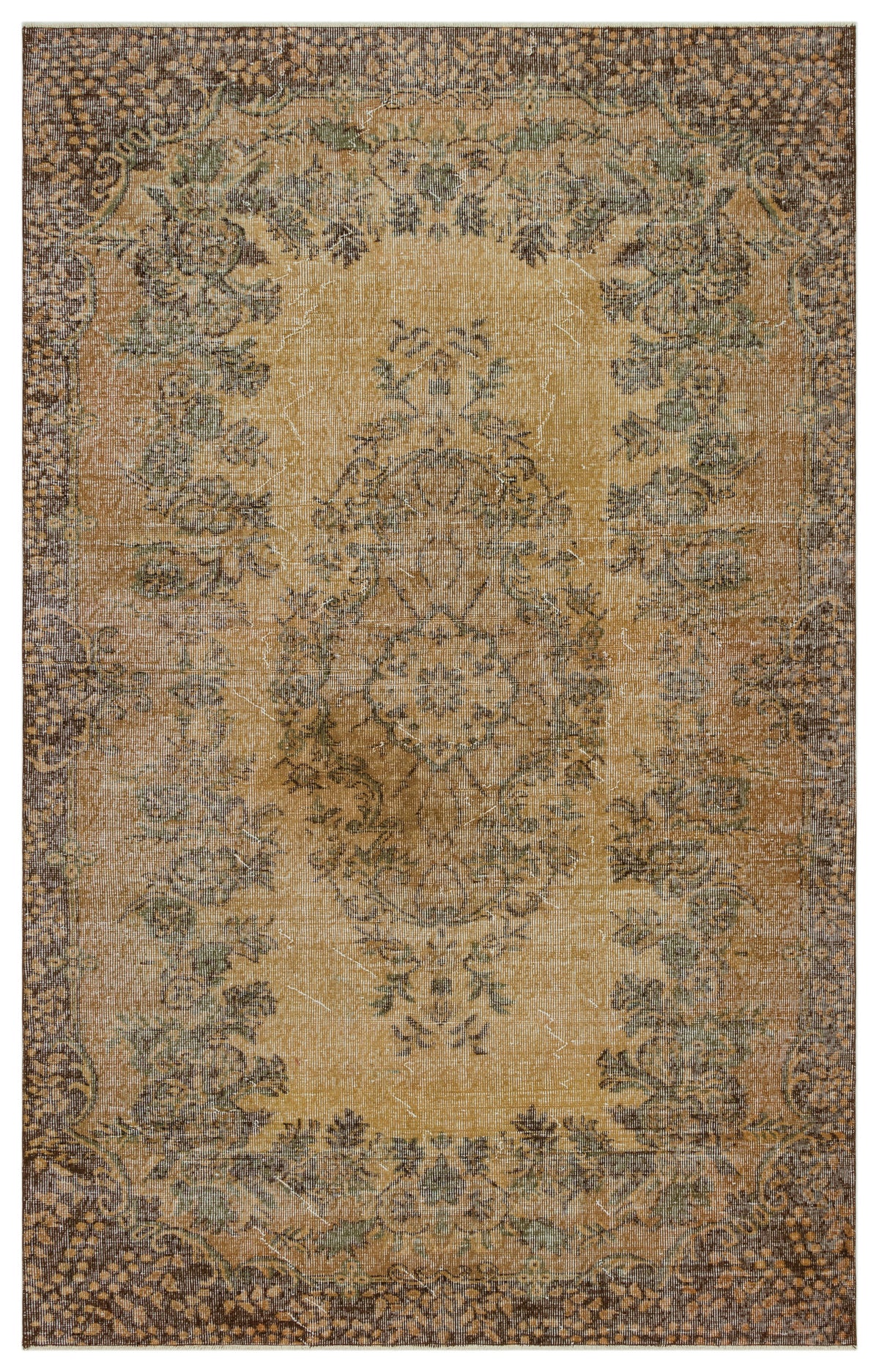 Brown Over Dyed Vintage Rug 5&#39;9&#39;&#39; x 9&#39;1&#39;&#39; ft 175 x 278 cm
