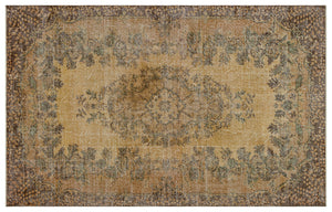 Brown Over Dyed Vintage Rug 5'9'' x 9'1'' ft 175 x 278 cm