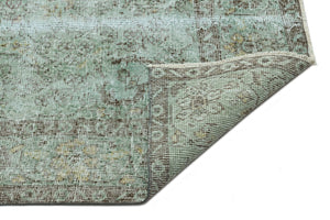 Turquoise  Over Dyed Vintage Rug 6'9'' x 10'10'' ft 207 x 331 cm