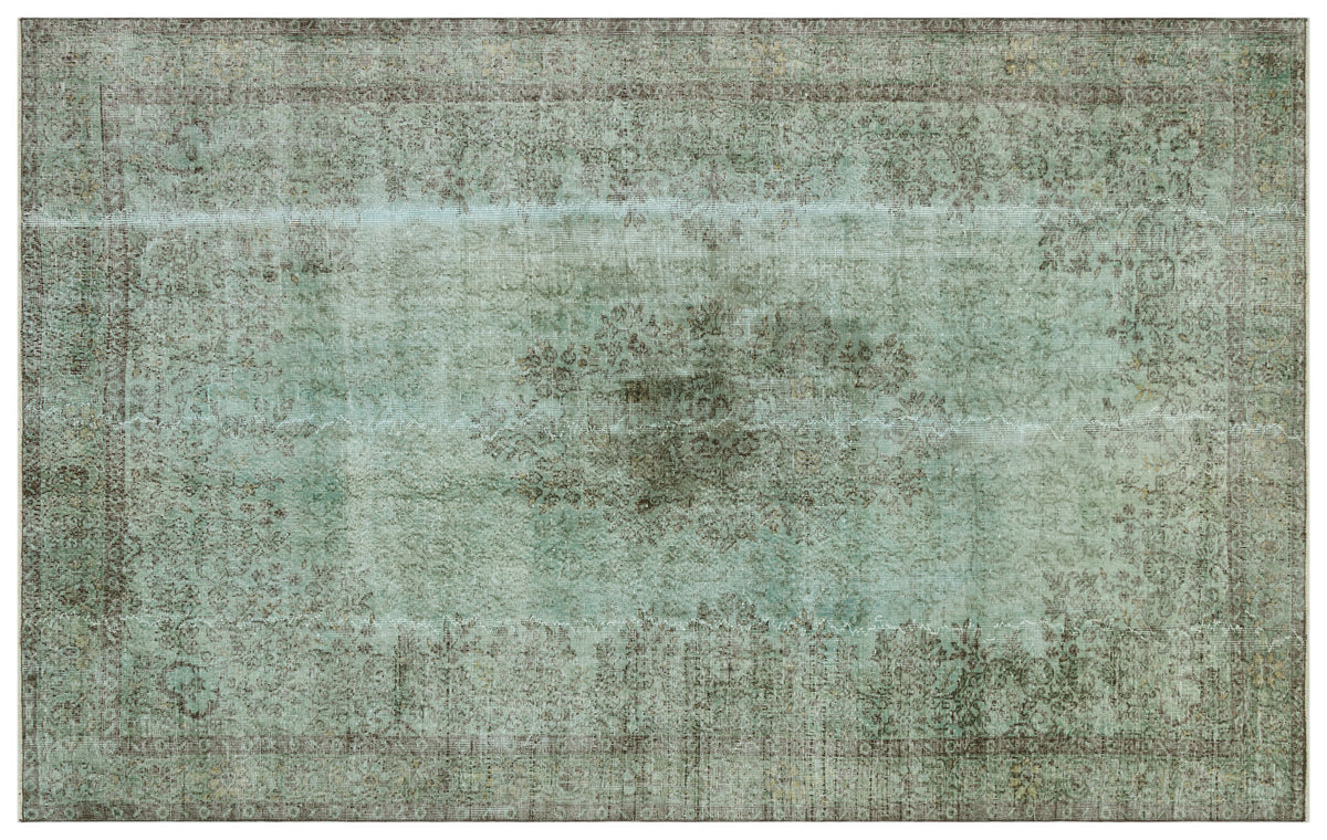 Turquoise  Over Dyed Vintage Rug 6&#39;9&#39;&#39; x 10&#39;10&#39;&#39; ft 207 x 331 cm
