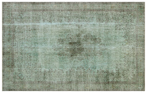 Turquoise  Over Dyed Vintage Rug 6'9'' x 10'10'' ft 207 x 331 cm