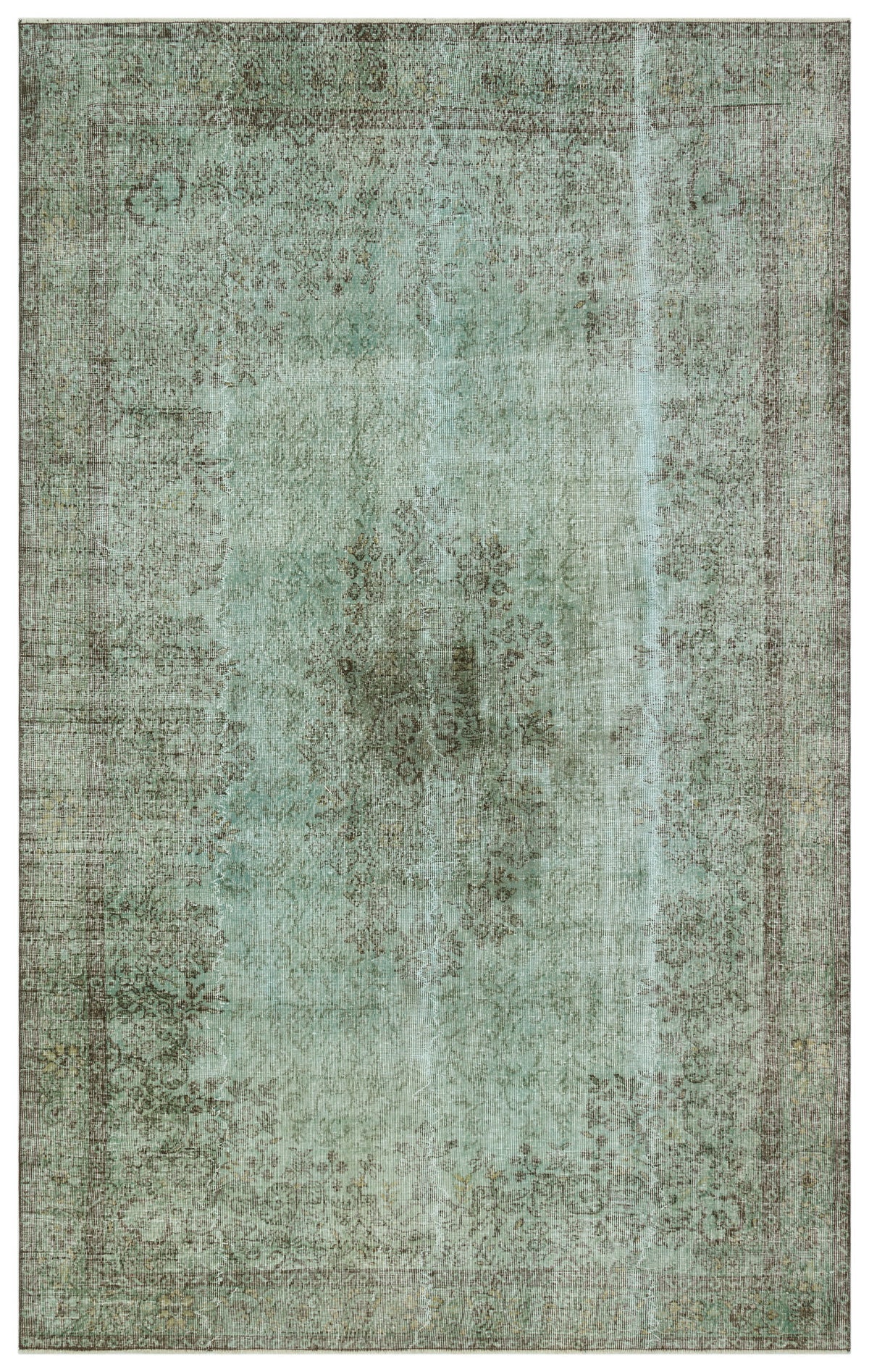 Turquoise  Over Dyed Vintage Rug 6&#39;9&#39;&#39; x 10&#39;10&#39;&#39; ft 207 x 331 cm
