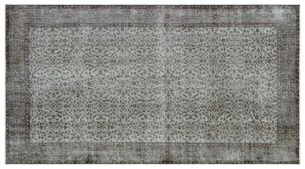 Gray Over Dyed Vintage Rug 5'2'' x 9'4'' ft 157 x 285 cm