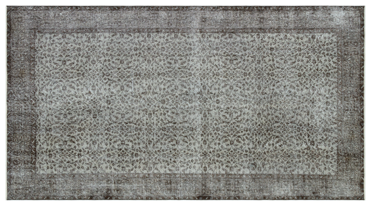 Gray Over Dyed Vintage Rug 5&#39;2&#39;&#39; x 9&#39;4&#39;&#39; ft 157 x 285 cm