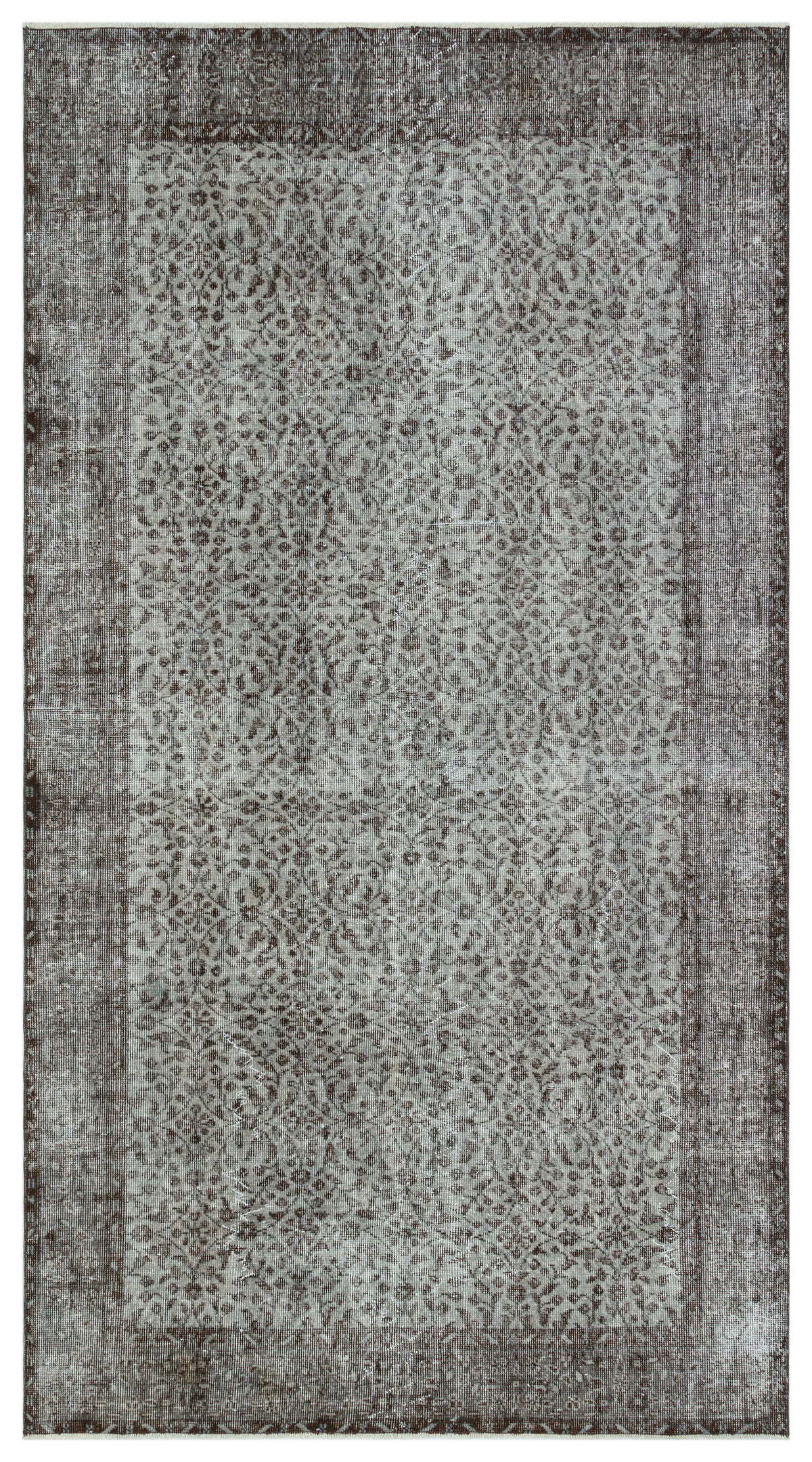Gray Over Dyed Vintage Rug 5&#39;2&#39;&#39; x 9&#39;4&#39;&#39; ft 157 x 285 cm