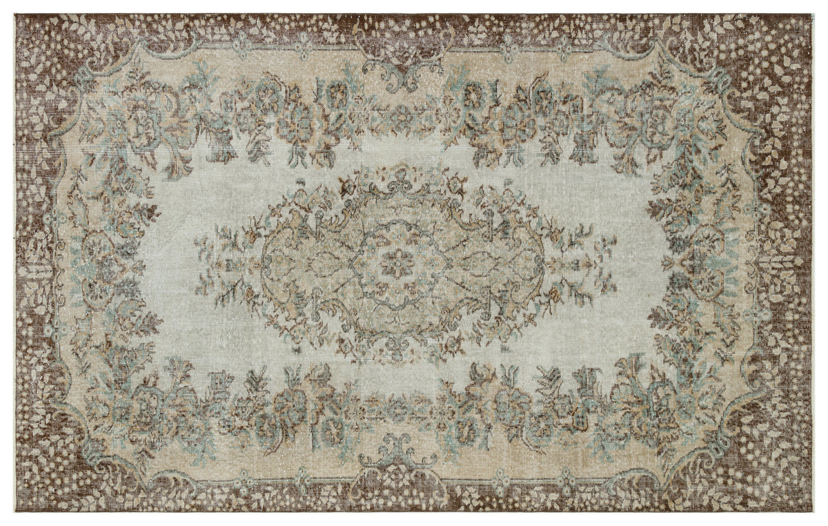Gray Over Dyed Vintage Rug 5&#39;10&#39;&#39; x 9&#39;1&#39;&#39; ft 177 x 278 cm