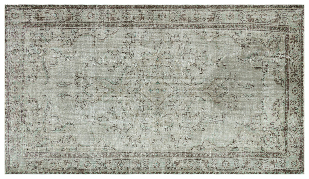 Gray Over Dyed Vintage Rug 5&#39;6&#39;&#39; x 9&#39;11&#39;&#39; ft 168 x 303 cm