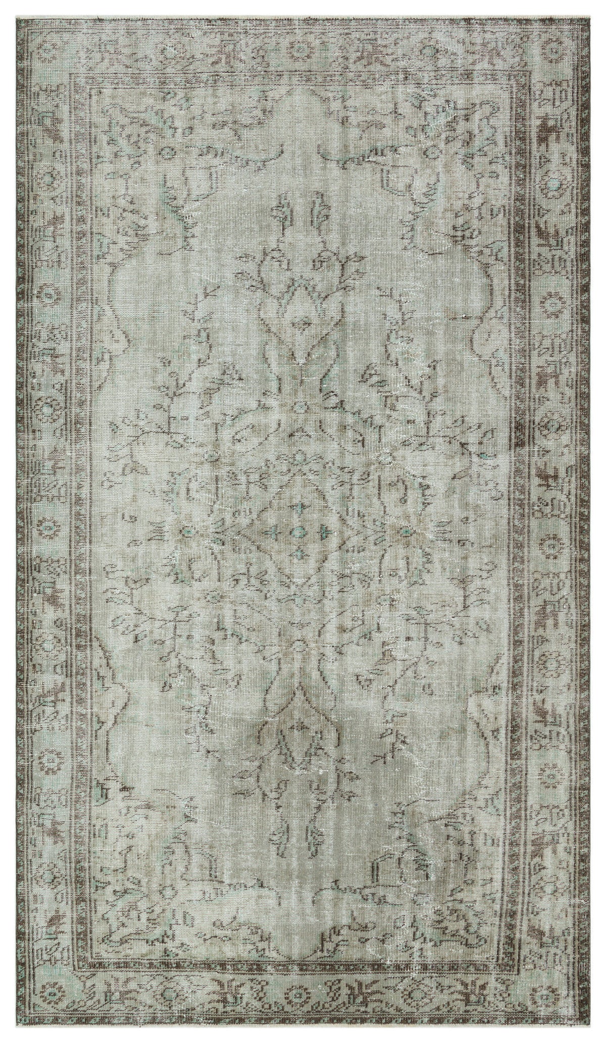 Gray Over Dyed Vintage Rug 5&#39;6&#39;&#39; x 9&#39;11&#39;&#39; ft 168 x 303 cm