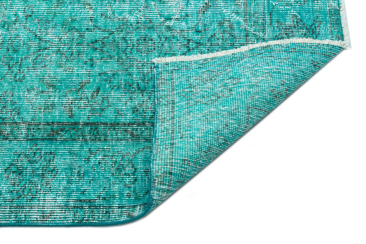 Turquoise  Over Dyed Vintage Rug 5&#39;5&#39;&#39; x 8&#39;8&#39;&#39; ft 165 x 264 cm