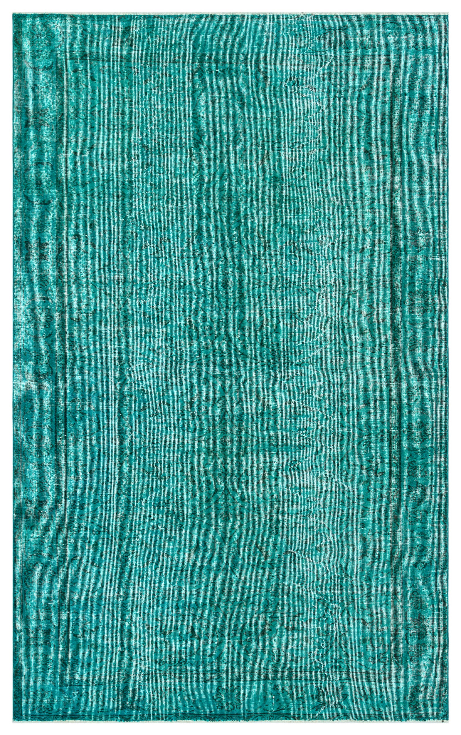 Turquoise  Over Dyed Vintage Rug 5'5'' x 8'8'' ft 165 x 264 cm