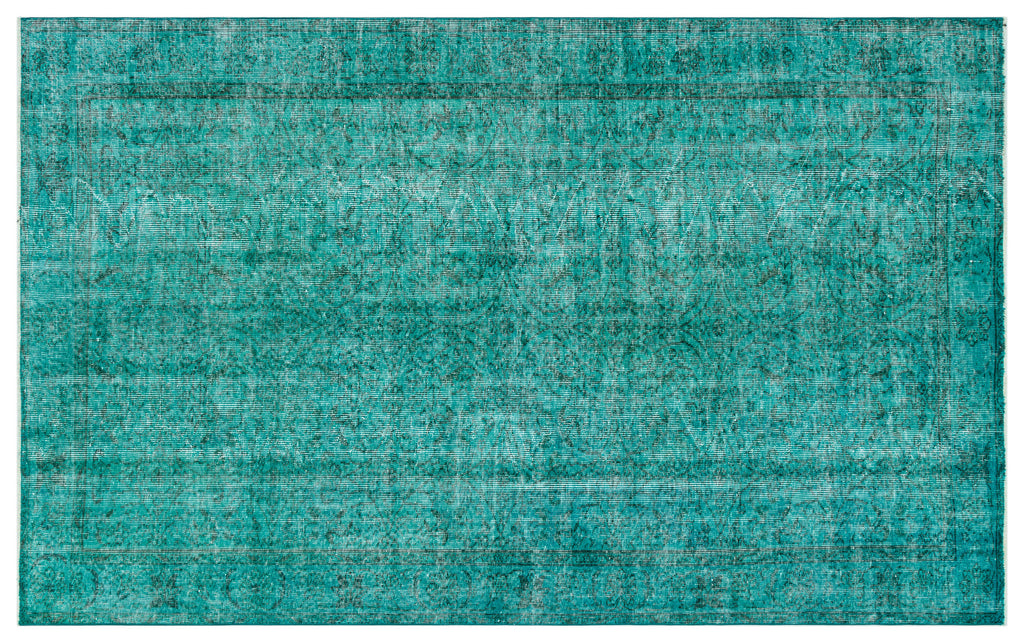 Turquoise  Over Dyed Vintage Rug 5'5'' x 8'8'' ft 165 x 264 cm