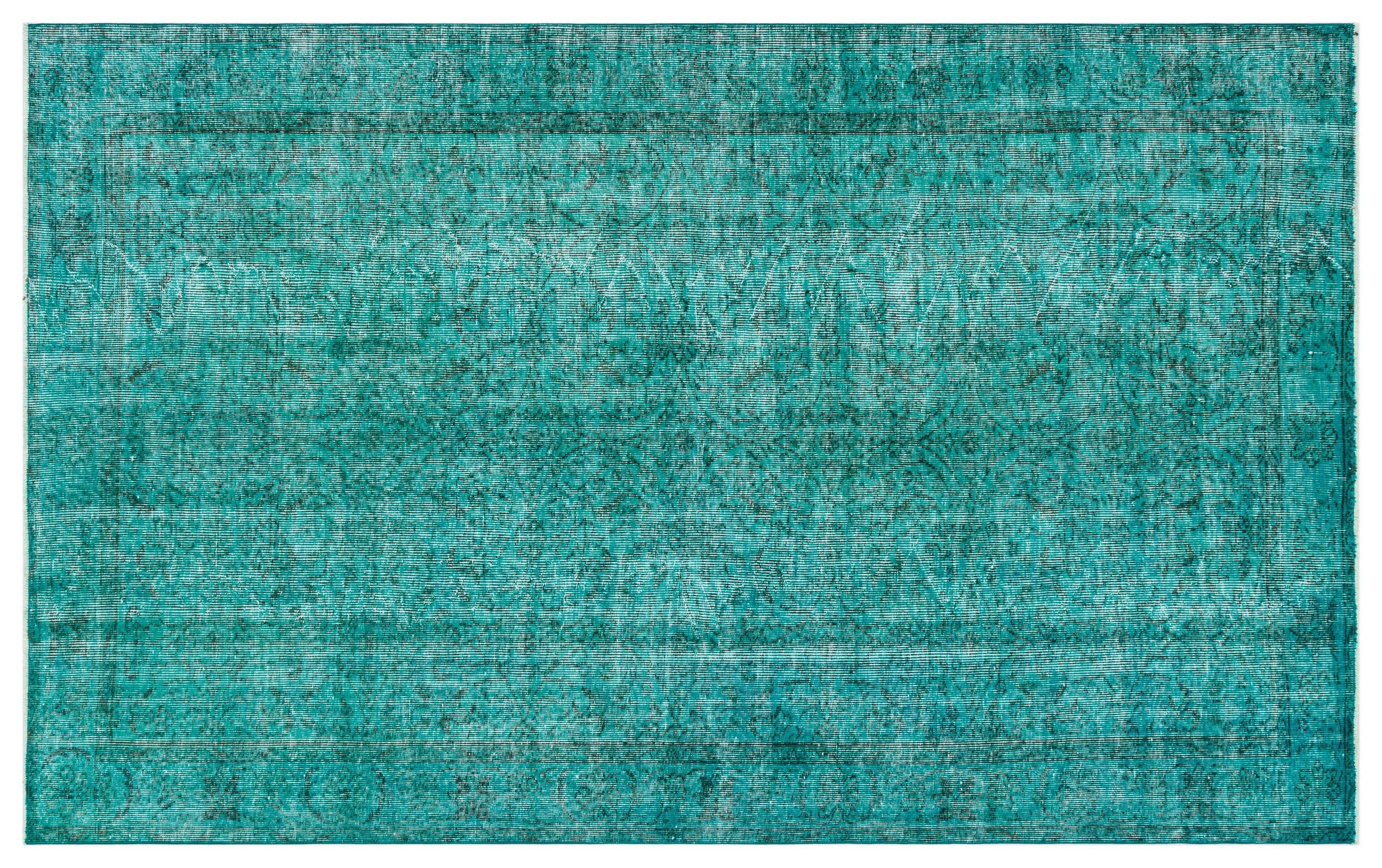 Turquoise  Over Dyed Vintage Rug 5'5'' x 8'8'' ft 165 x 264 cm