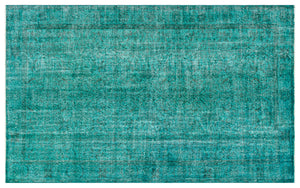 Turquoise  Over Dyed Vintage Rug 5'5'' x 8'8'' ft 165 x 264 cm