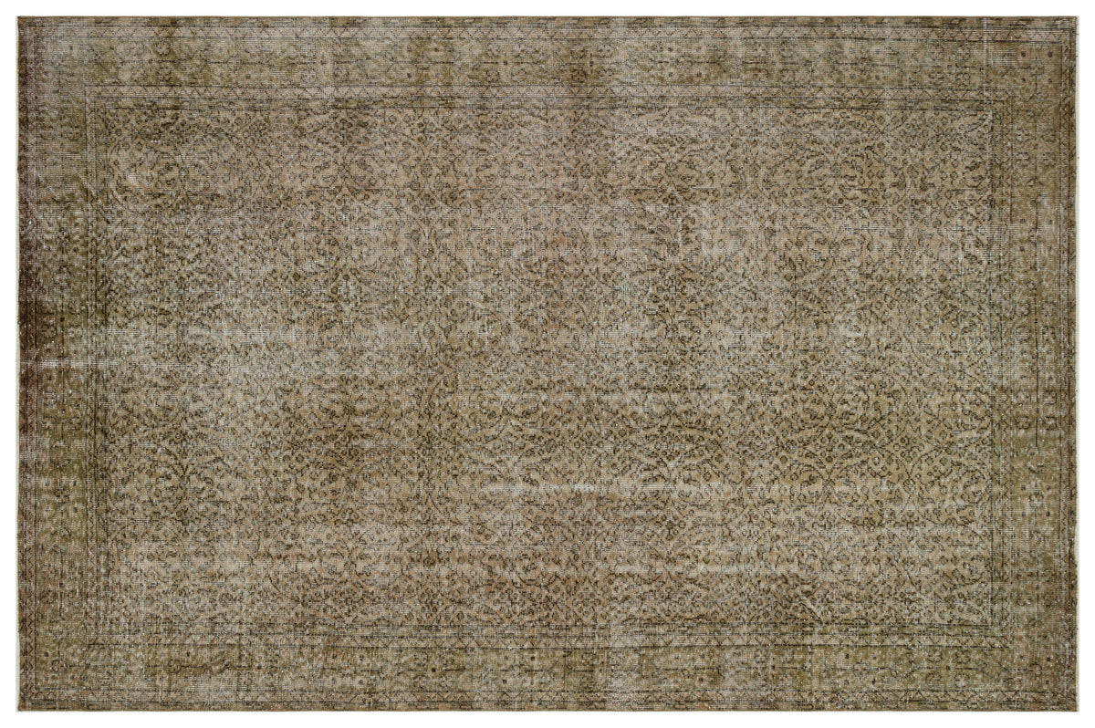 Brown Over Dyed Vintage Rug 6&#39;5&#39;&#39; x 10&#39;0&#39;&#39; ft 196 x 306 cm