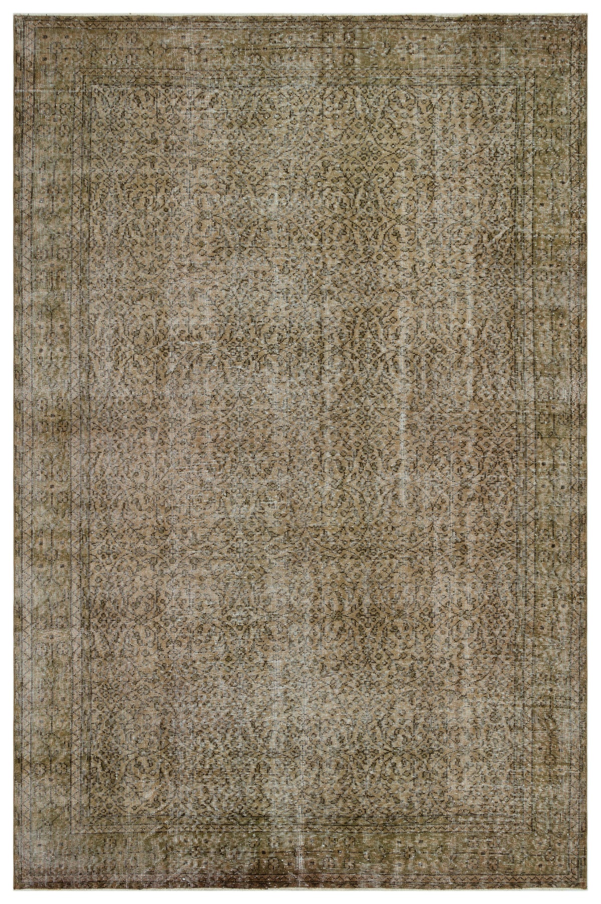Brown Over Dyed Vintage Rug 6&#39;5&#39;&#39; x 10&#39;0&#39;&#39; ft 196 x 306 cm