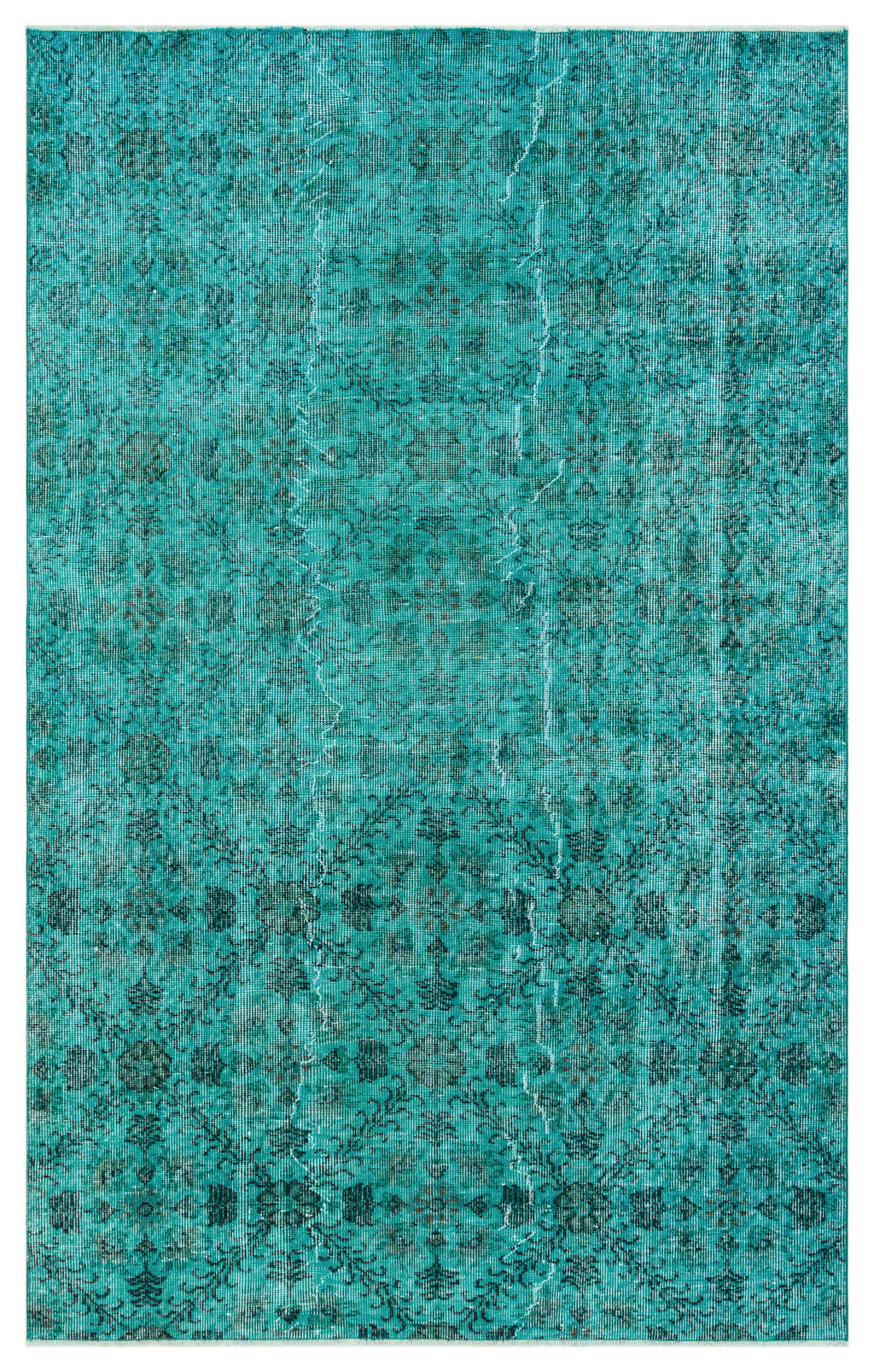 Turquoise  Over Dyed Vintage Rug 4'10'' x 7'9'' ft 147 x 235 cm