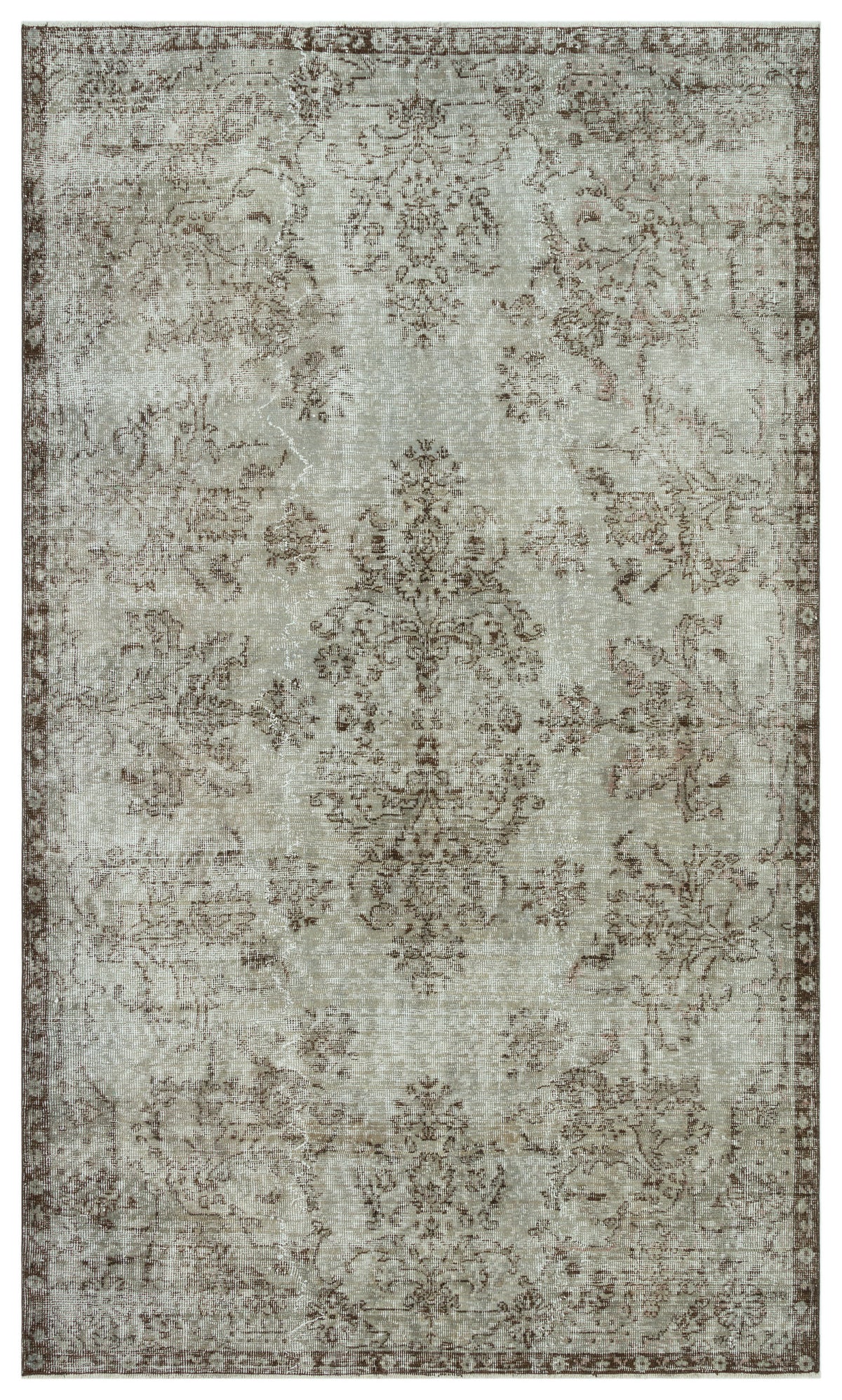 Gray Over Dyed Vintage Rug 5&#39;7&#39;&#39; x 9&#39;6&#39;&#39; ft 171 x 290 cm