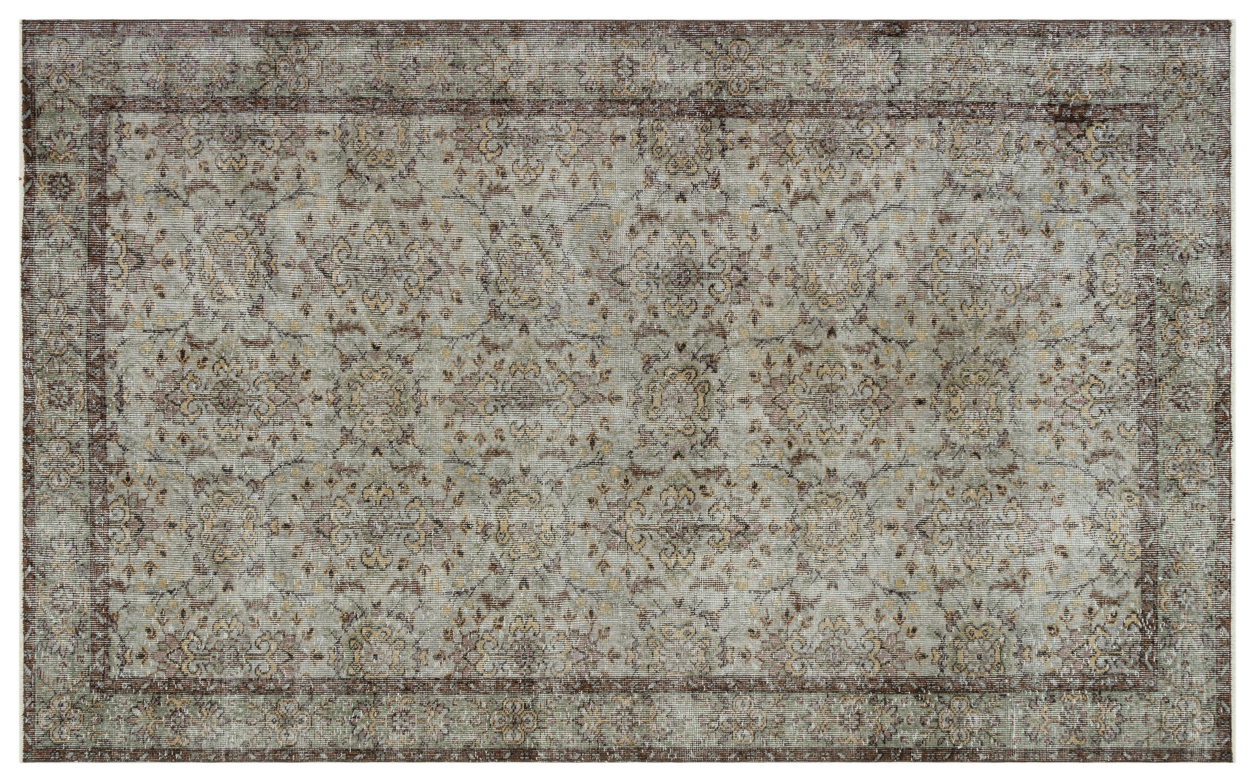 Gray Over Dyed Vintage Rug 5'9'' x 9'6'' ft 174 x 290 cm