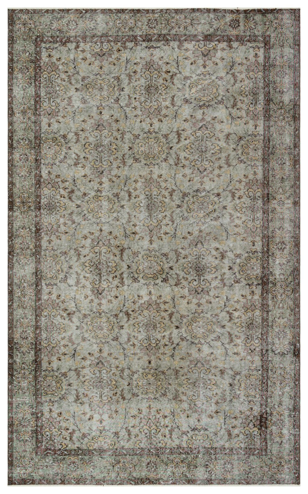 Gray Over Dyed Vintage Rug 5'9'' x 9'6'' ft 174 x 290 cm
