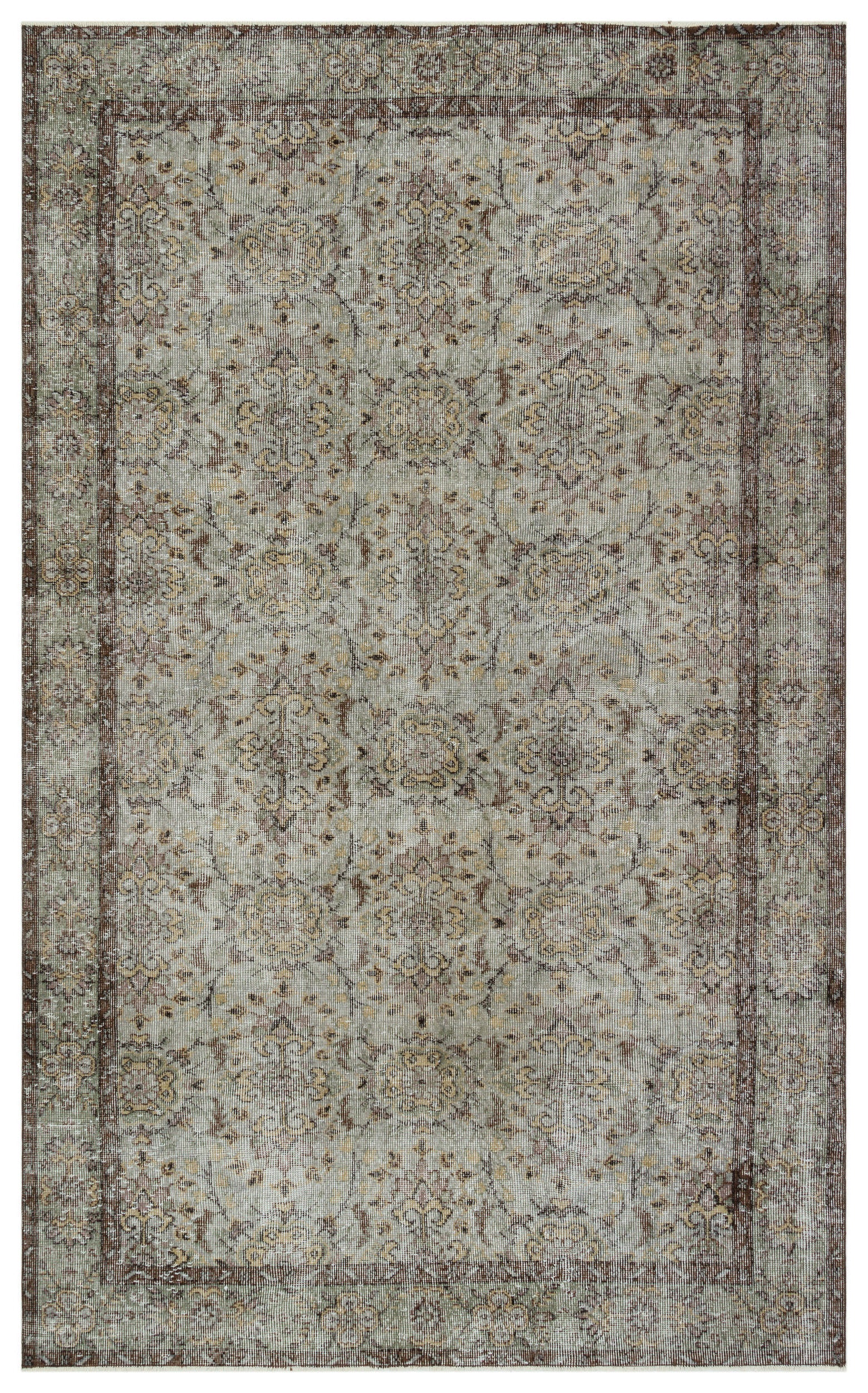 Gray Over Dyed Vintage Rug 5'9'' x 9'6'' ft 174 x 290 cm