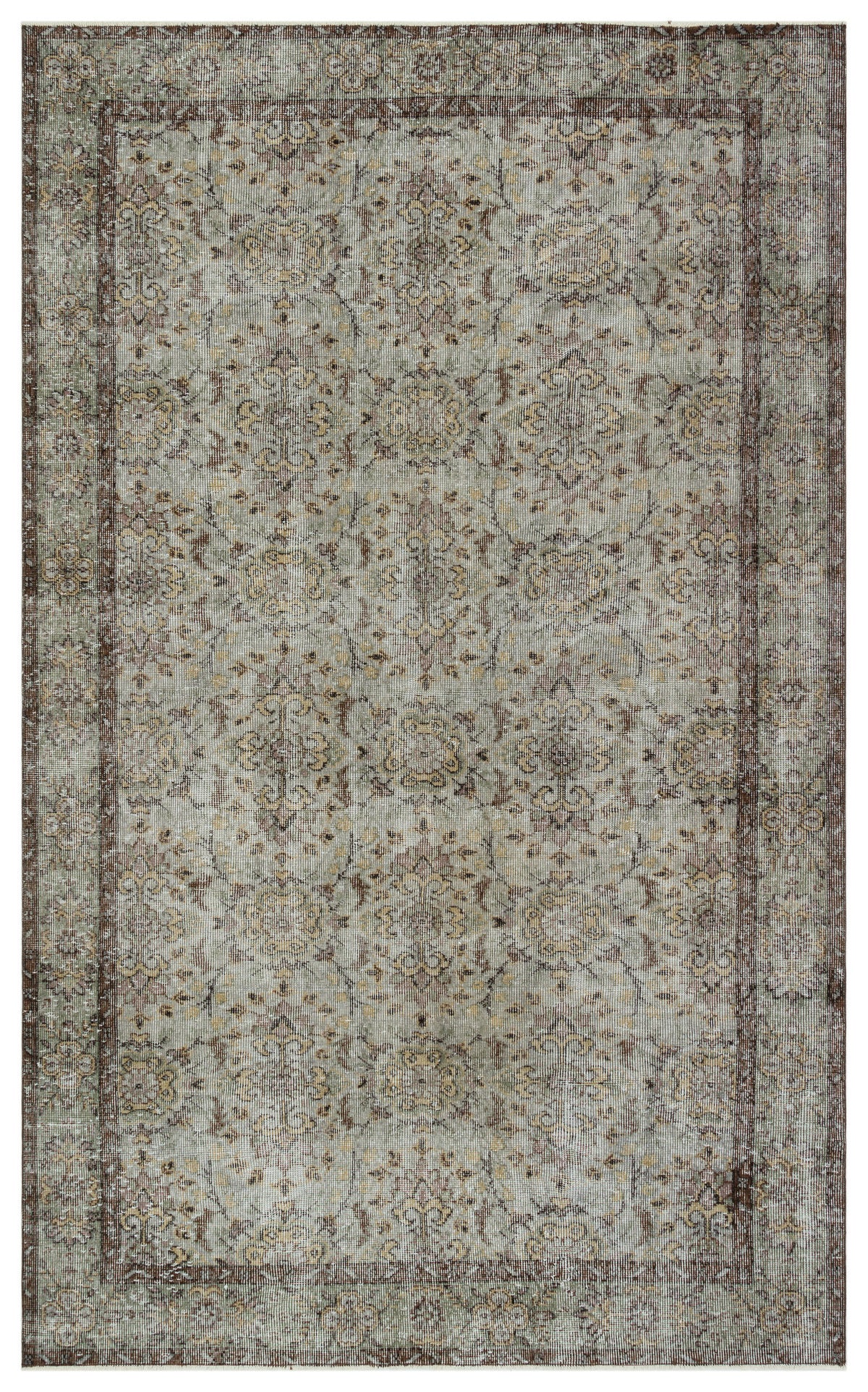 Gray Over Dyed Vintage Rug 5&#39;9&#39;&#39; x 9&#39;6&#39;&#39; ft 174 x 290 cm