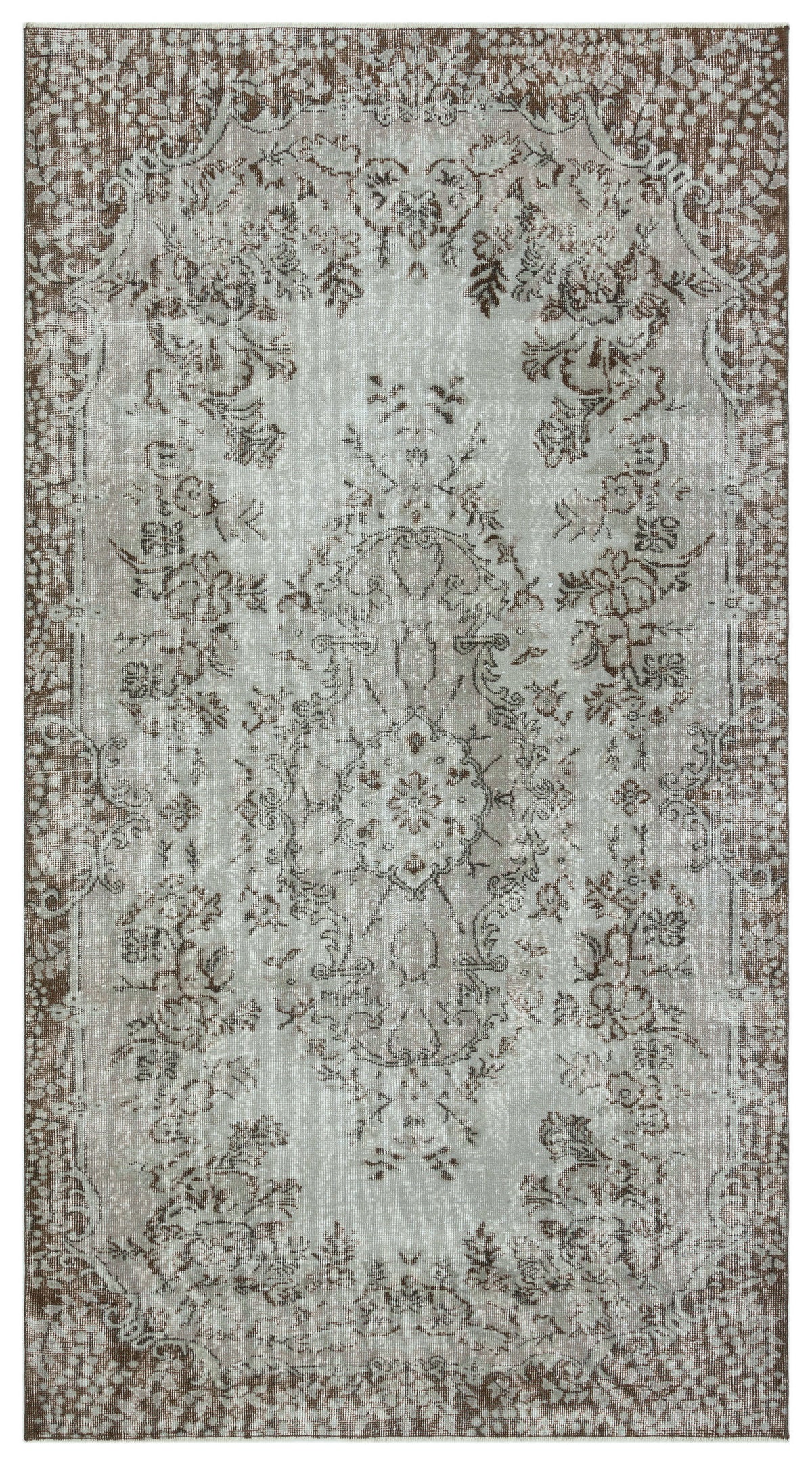 Gray Over Dyed Vintage Rug 4&#39;11&#39;&#39; x 9&#39;1&#39;&#39; ft 150 x 277 cm