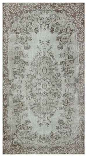 Gray Over Dyed Vintage Rug 4'11'' x 9'1'' ft 150 x 277 cm
