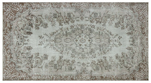 Gray Over Dyed Vintage Rug 4'11'' x 9'1'' ft 150 x 277 cm