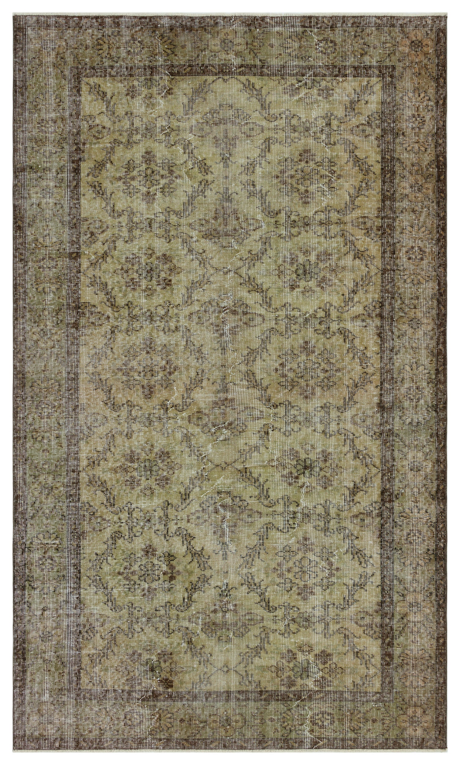 Retro Design Natural Brown Vintage Rug 5'1'' x 8'8'' ft 155 x 264 cm