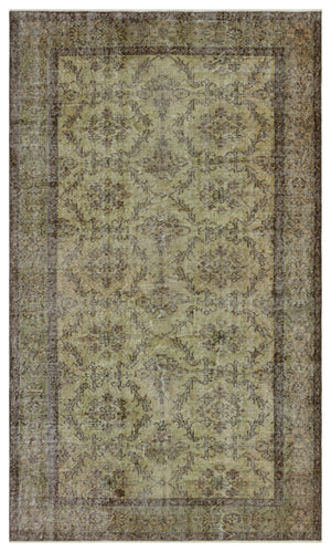 Retro Design Natural Brown Vintage Rug 5'1'' x 8'8'' ft 155 x 264 cm